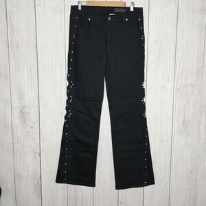 Lawman Western Black Studded Bootcut Jeans Turquoise Concho Cowgirl 13
